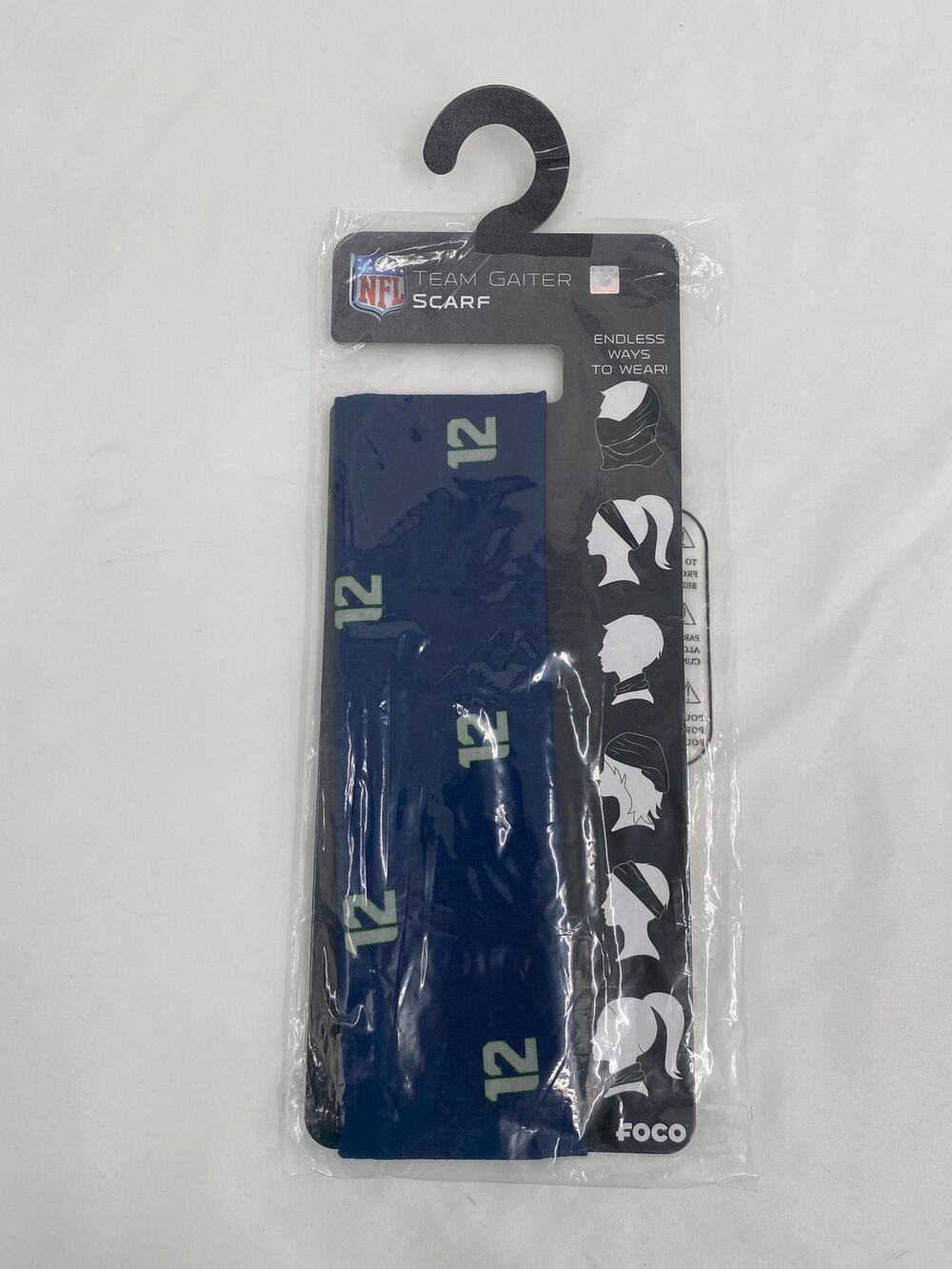 FOCO NFL Allover Logo Multi-Use Neck Gaiter Scarf Seattle 12 Seahawks one size
